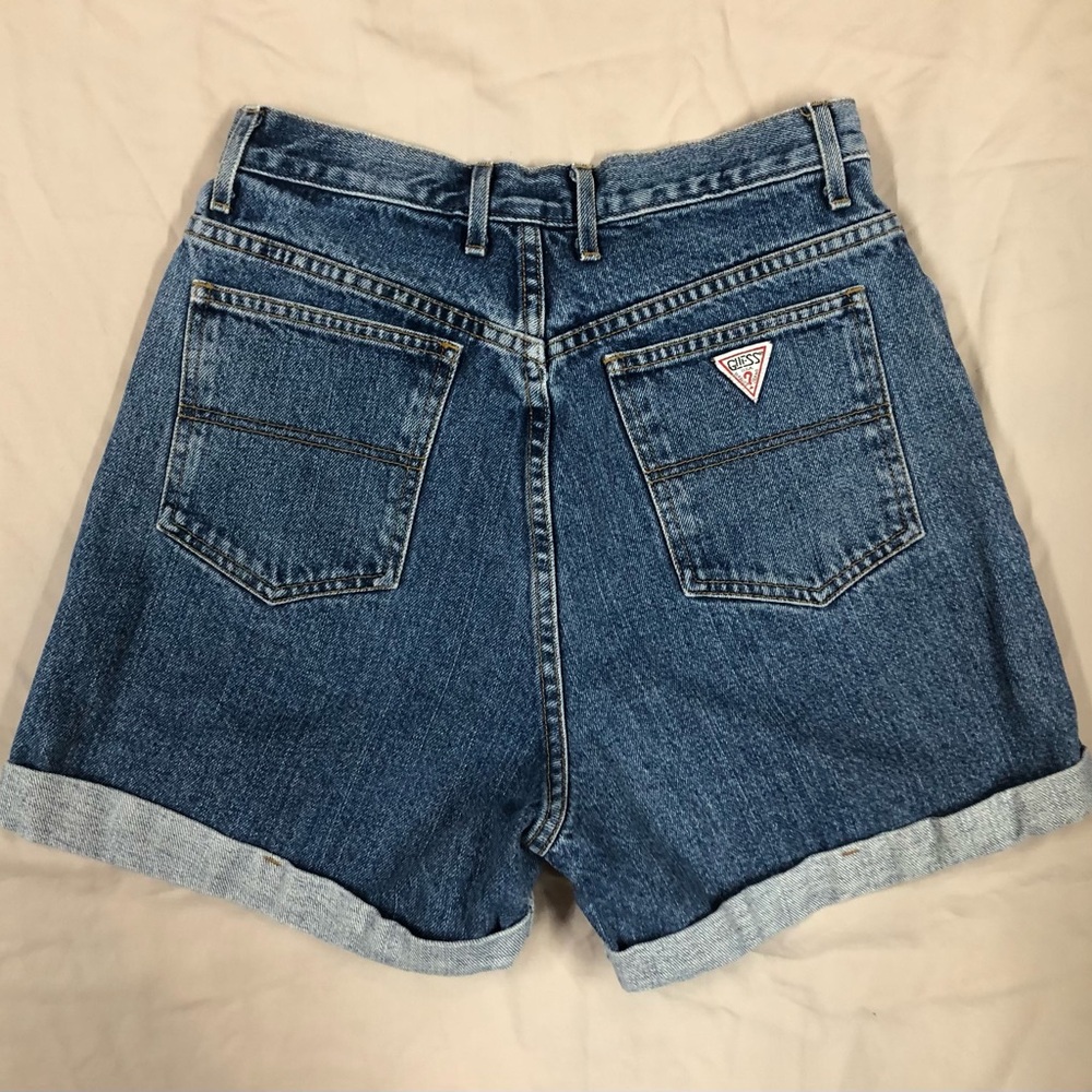 Vintage GUESS Dark Wash Denim Cuffed Shorts